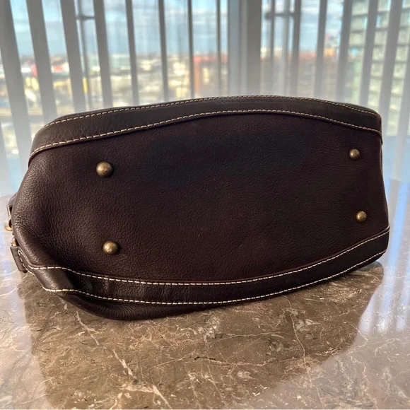 Vintage Carolina Herrera CH Brown Crossbody Messenger Bag